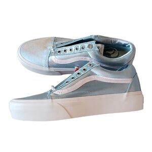 Vans Old Skool Platform Sparkle Check Sneakers Light Blue